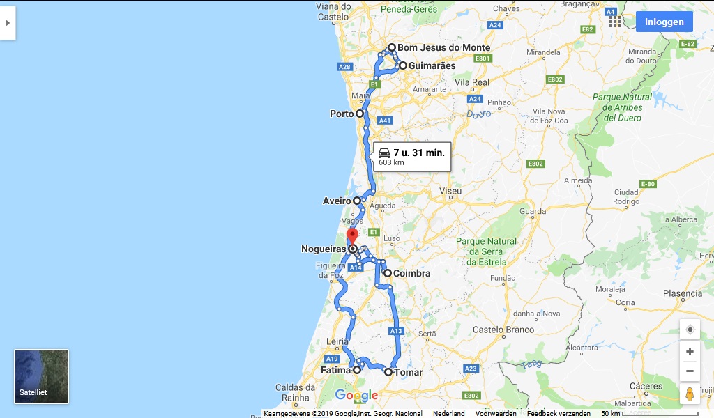 Eerste route door Portugal